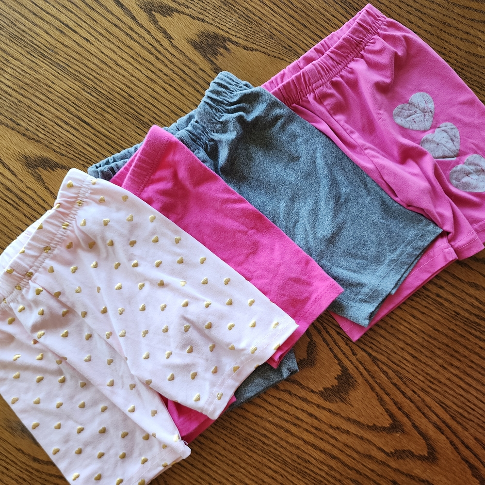 Set of 4 Girls' Shorts in Pink, Gray, and White